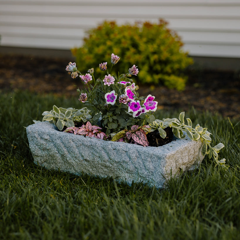 Small Graystone Trough Planter